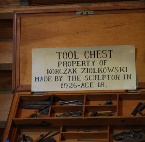 Korzcak's actual tool box in his beginning days as a sculptor